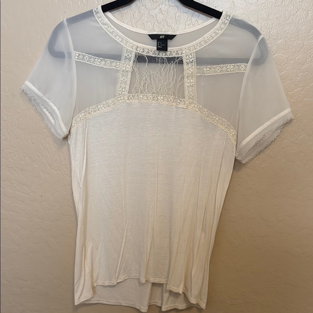 Elegant White Lace Trim Top